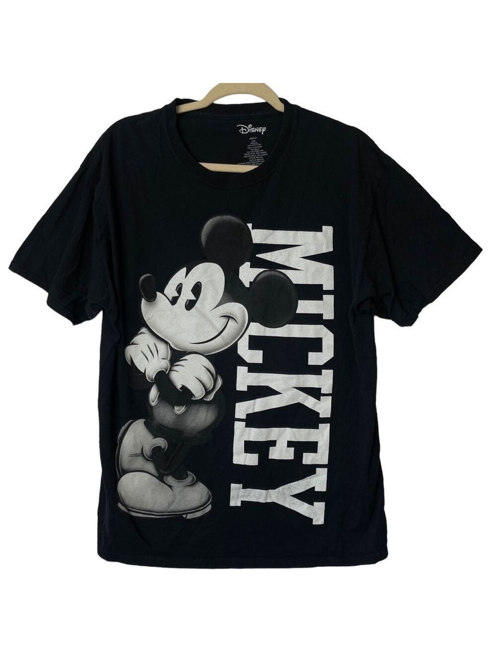 Disney Mickey Mouse Black 100% Cotton Short Sleeved T-Shirt Size Large